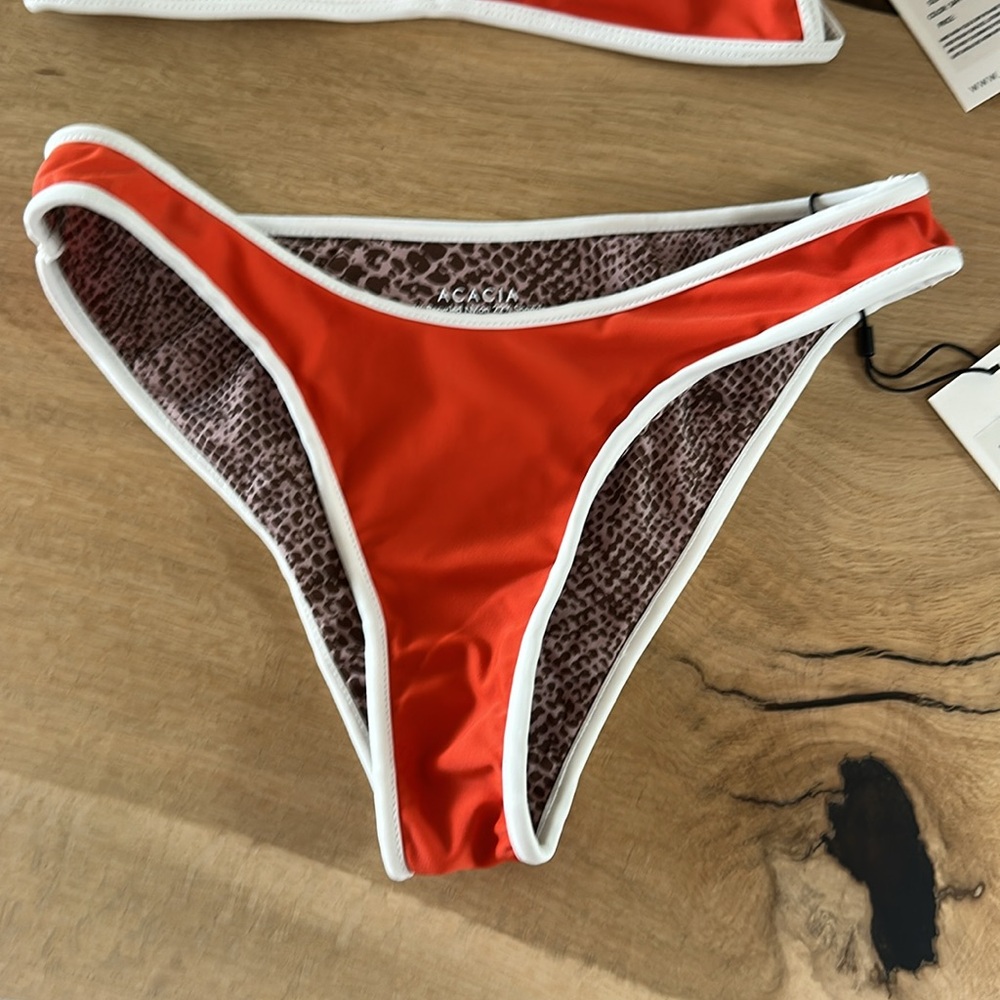 Acacia Swim: Baja Piped Top/ Parker Piped Bottom - Saffron / Size S - Picture 3 of 7